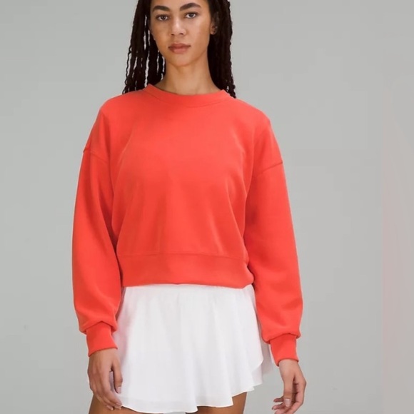 Lululemon Softstreme Perfectly Oversized Cropped Crew in Orange - Picture 2 of 12